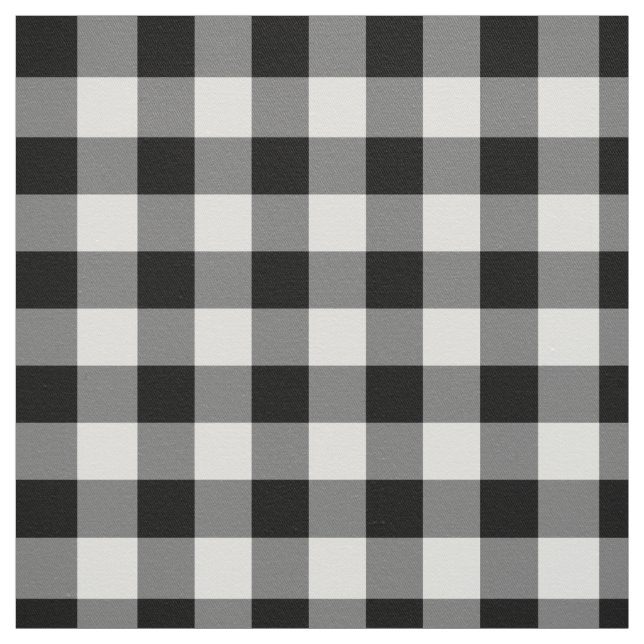 Tissu Plaid noir et blanc audacieux de guingan (Échantillon)