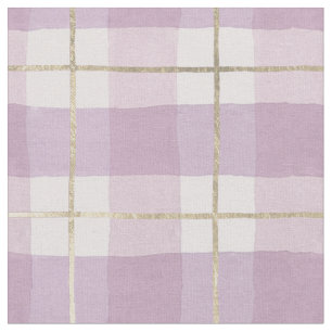Tissu Plaid rose d'aquarelle d'or de lavande de pays
