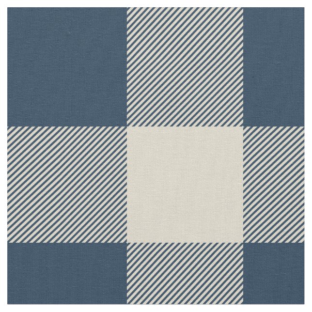 Tissu Plaid Russe Navy et Buffalo Beige (Fermer)