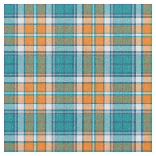 Tissu Plaid sportif turquoise et orange (Fermer)