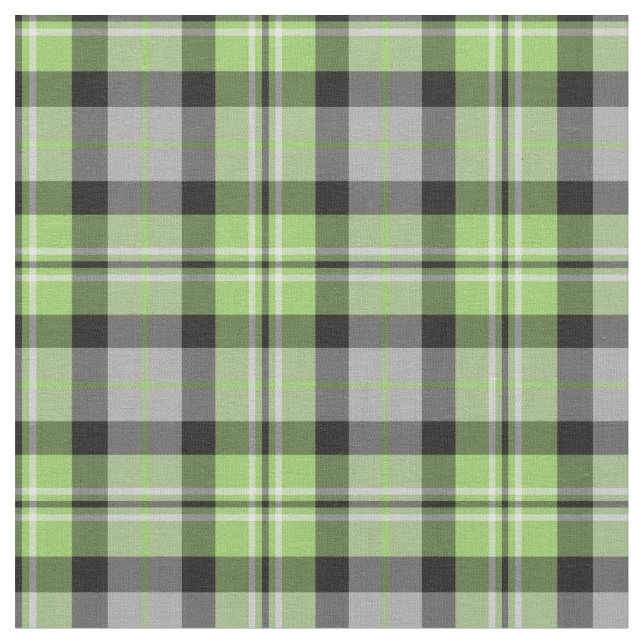 Tissu Plaid vert clair, gris, noir et blanc (Fermer)