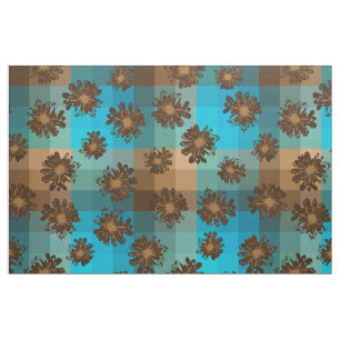 Tissu Plaid vintage de Verseau et floral psychédélique