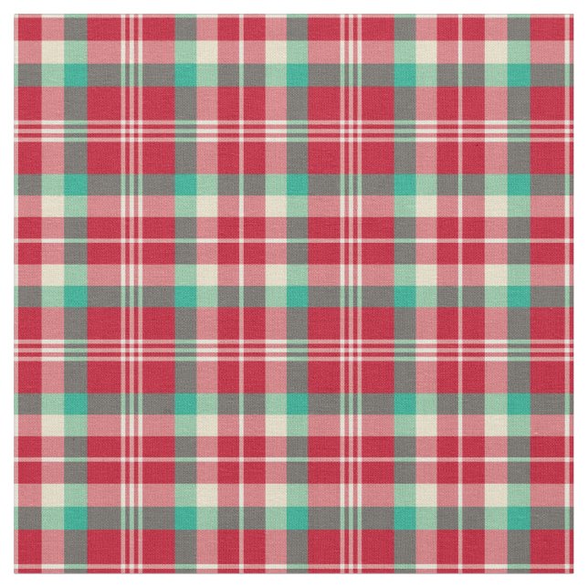 Tissu Plaid vintage rouge de Noël (Fermer)