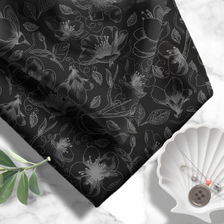 Tissu Plan floral esquissé Motif noir ID939
