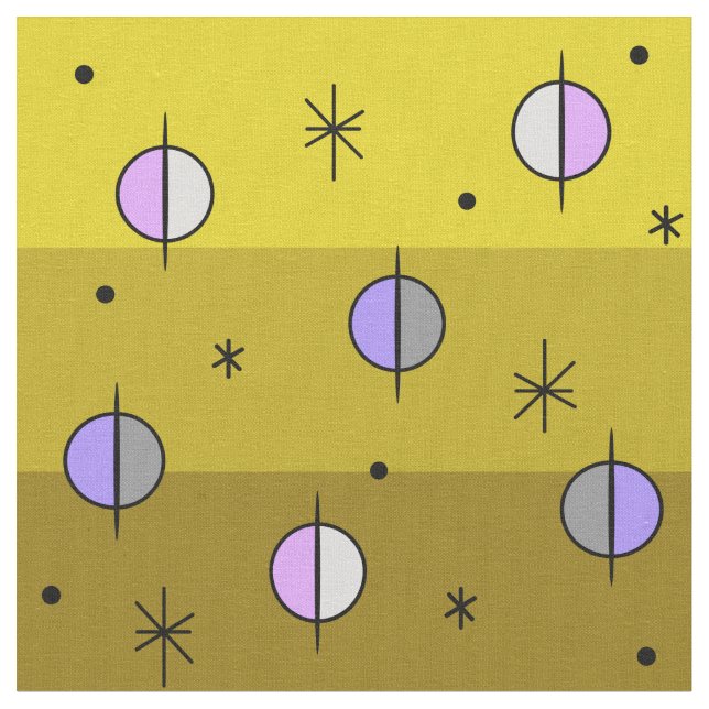 Tissu Planètes de l'âge de l'espace rétro Étoiles ocre J (Fermer)