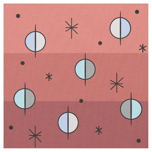 Tissu Planètes de l'âge de l'espace rétro Étoiles Saumon (Fermer)