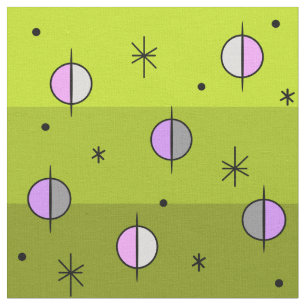 Tissu Planètes de l'âge de l'espace rétro Stars Chartreu