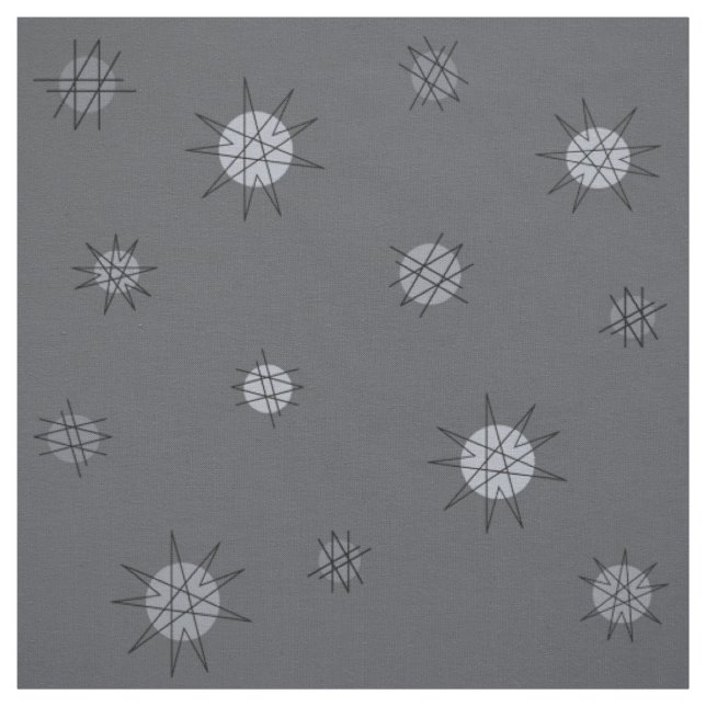Tissu Planètes Starburst de l'ère atomique Gris ardoise (Échantillon)