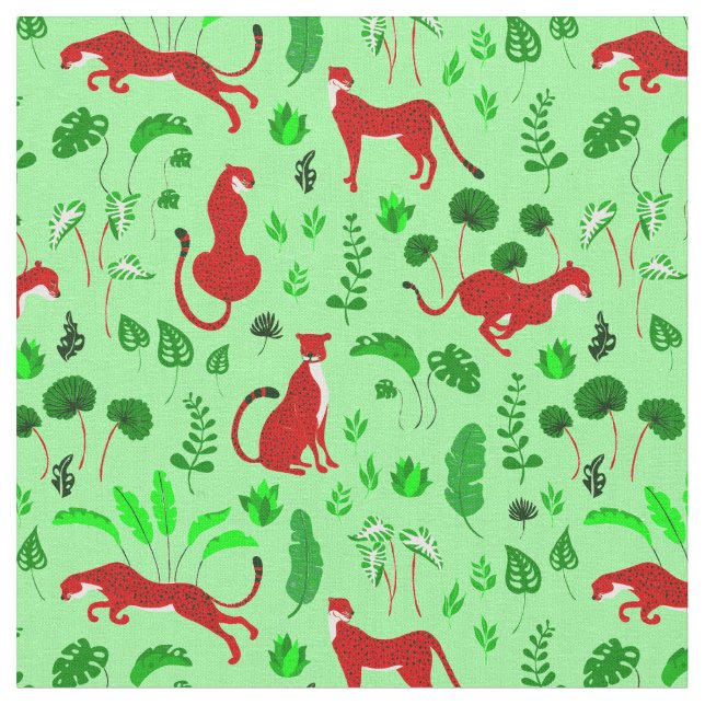 Tissu plante de christmas leopard cheetah monstera (Fermer)