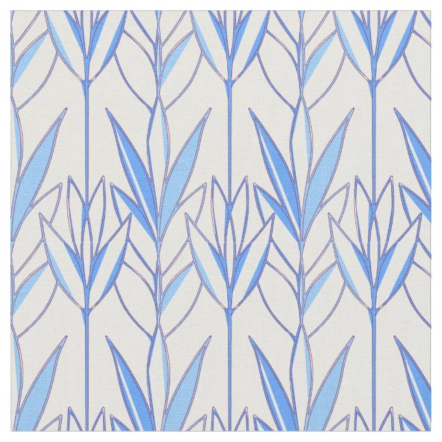 Tissu Plante motif bleu élégant naturel transparent (Fermer)