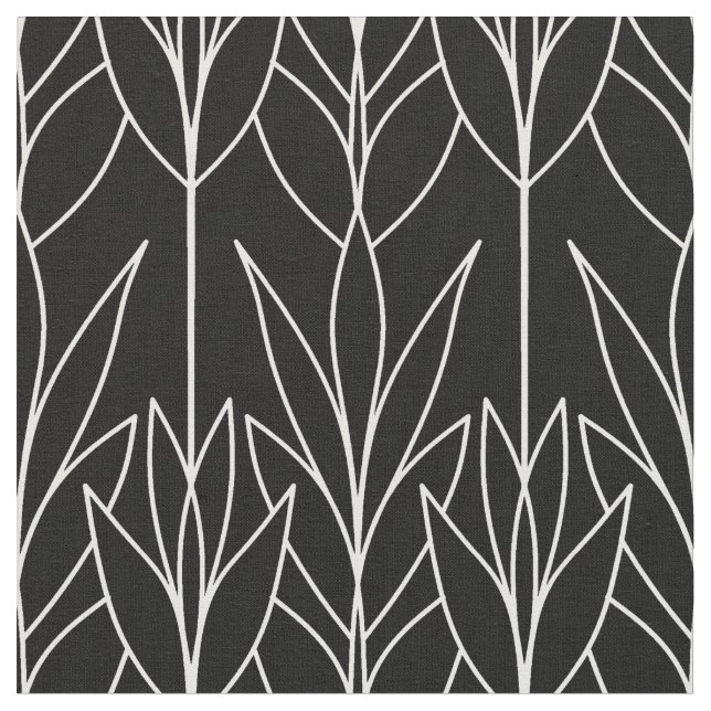 Tissu Plante motif noir élégant naturel transparent (Fermer)