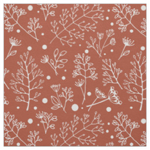 Tissu Plantes d'hiver Feuilles Baies Motif de Noël