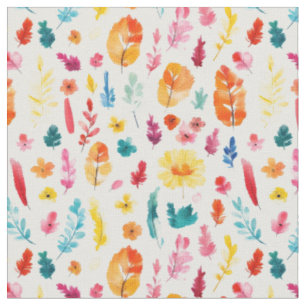 Tissu Plantes multicolores