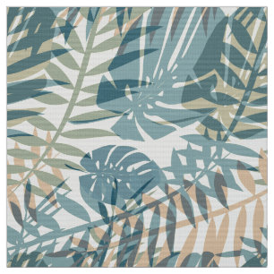 Tissu Plantes tropicaux, jungle, tropiques, beige, feuil