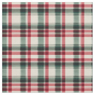 Tissu Plat rouge, vert et beige