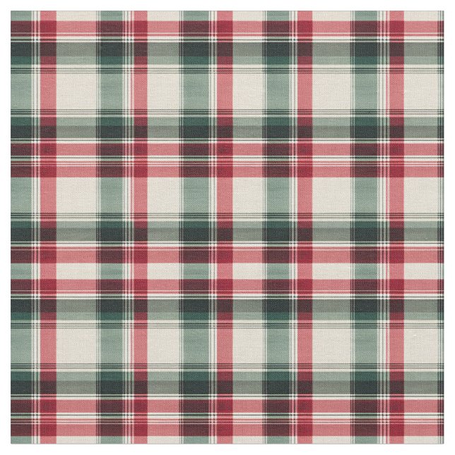 Tissu Plat rouge, vert et beige (Fermer)