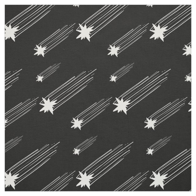 Tissu Pluie de météores noir et blanc Impression d'étoil (Échantillon)