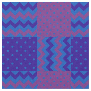 Tissu Plum, Chevrons de minuit et Bleus et Pois