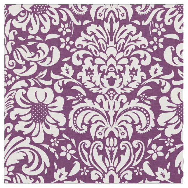Tissu Plum pourpre Floral Damas (Fermer)