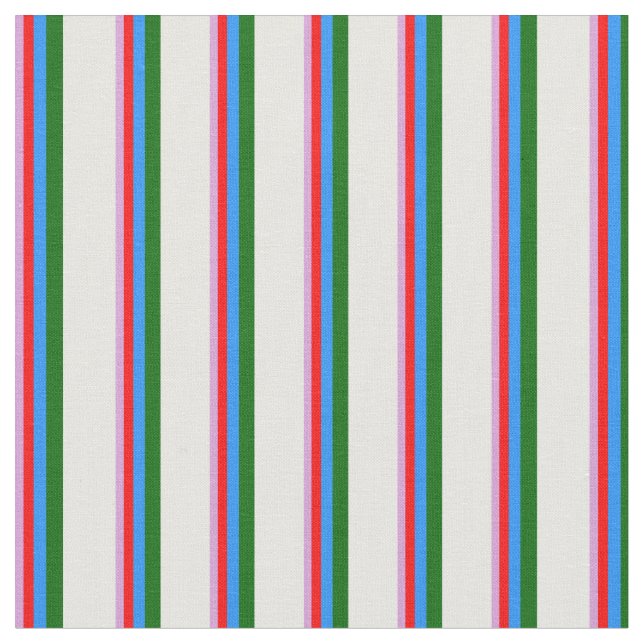 Tissu Plum, Rouge, Bleu, Vert foncé & Blanc Lignes de co (Fermer)