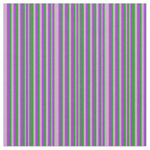 Tissu Plum, vert de la forêt et Motif rayé d'orchidée fo