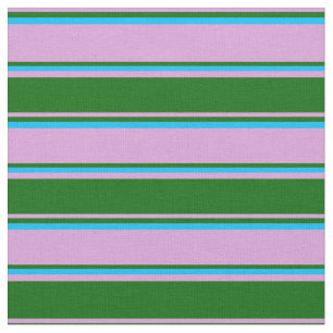 Tissu Plum, vert foncé et Motif bleu ciel profond