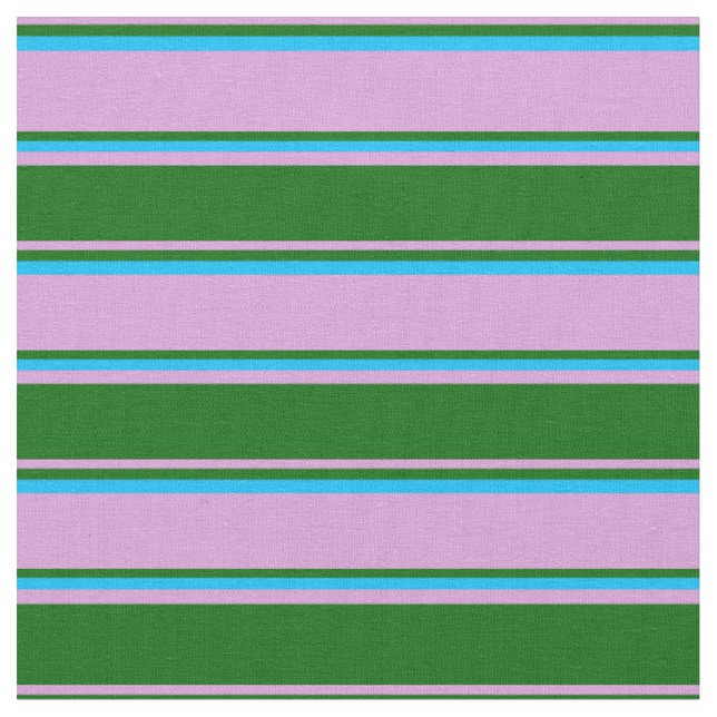 Tissu Plum, vert foncé et Motif bleu ciel profond (Fermer)
