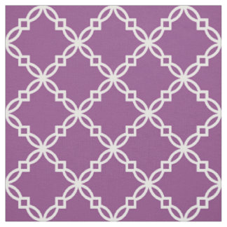 Tissu Plum Violet, Blanc Fantastique Quatrefoil Marocain
