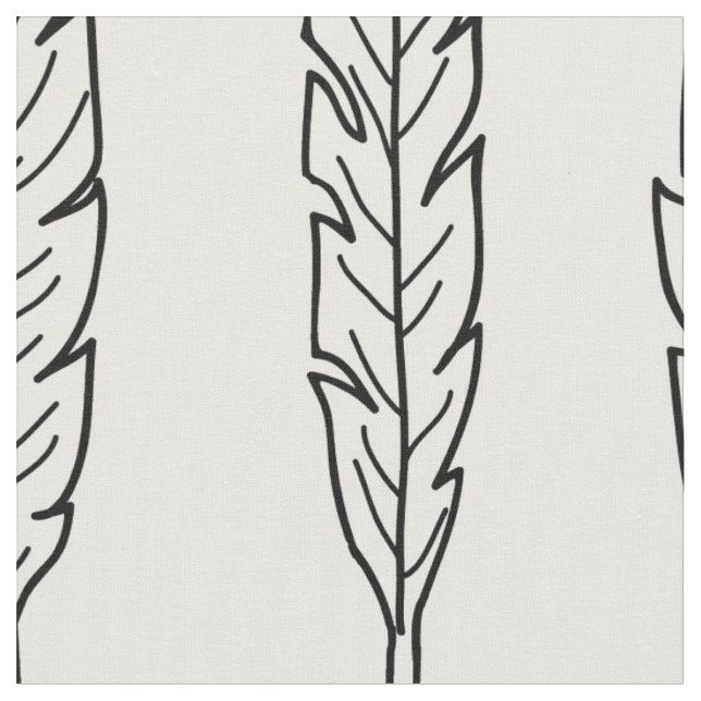 Tissu Plumes noires et blanches. scandinave moderne (Fermer)
