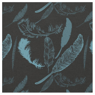 Tissu Plumes turquoises