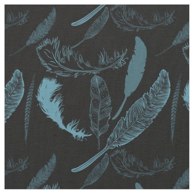 Tissu Plumes turquoises (Fermer)