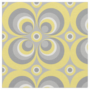 Tissu Plus de cercles gris et jaunes taille personnalis
