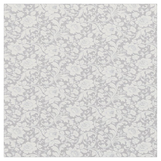 Tissu Plutôt Gris Et Blanc Floral (Fermer)