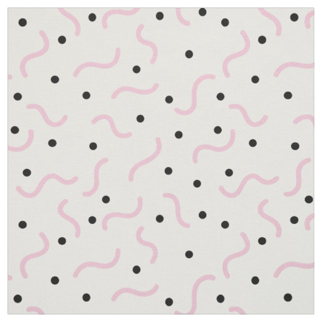 Tissu Poiggles roses et points noirs Memphis Motif (Échantillon)
