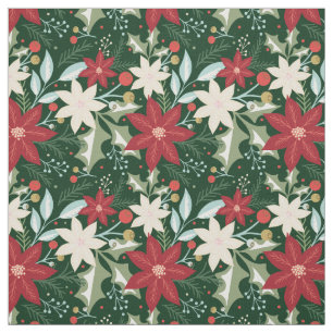 Tissu Poinsettia Fleurs Noël Fêtes