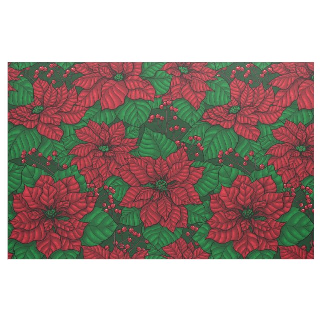 Tissu Poinsettia, motif de Noël (Fat Quarter)