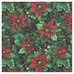 Tissu Poinsettia Répéter Noël AI Généré Motif