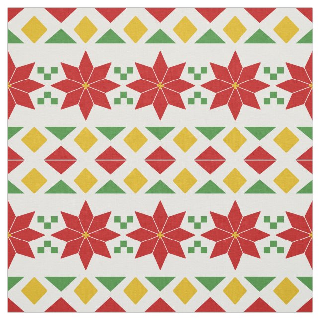 Tissu Poinsettias de Noël (Échantillon)