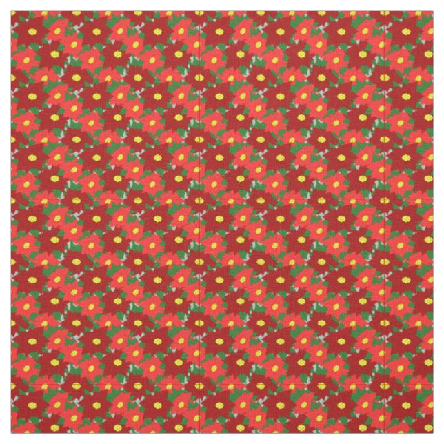 Tissu Poinsettias de Noël (Échantillon)