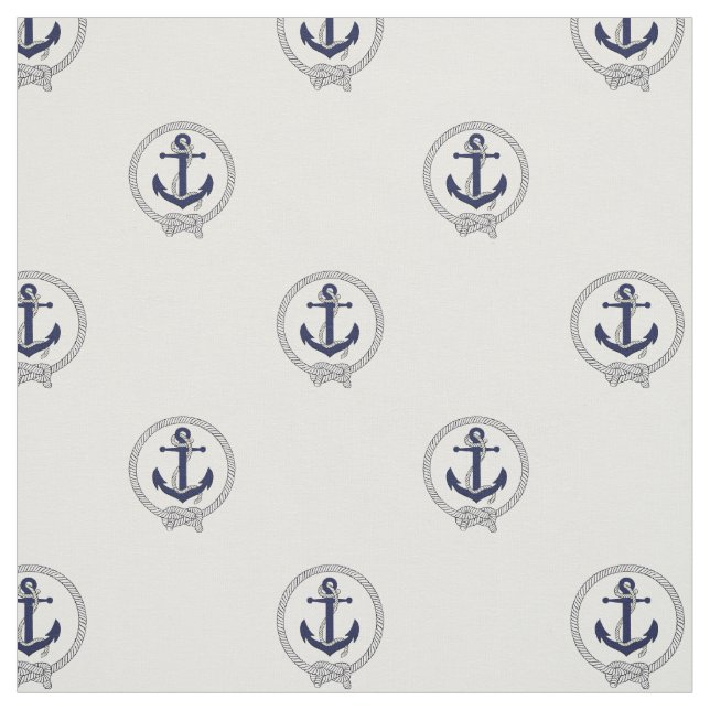 Tissu Point d'ancrage bleu marine/noeud de marin bleu (Échantillon)