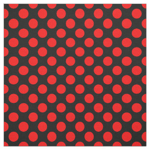 Tissu Point de polka rouge et noir