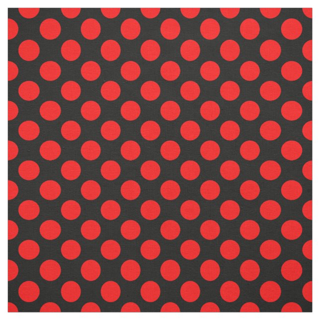 Tissu Point de polka rouge et noir (Échantillon)