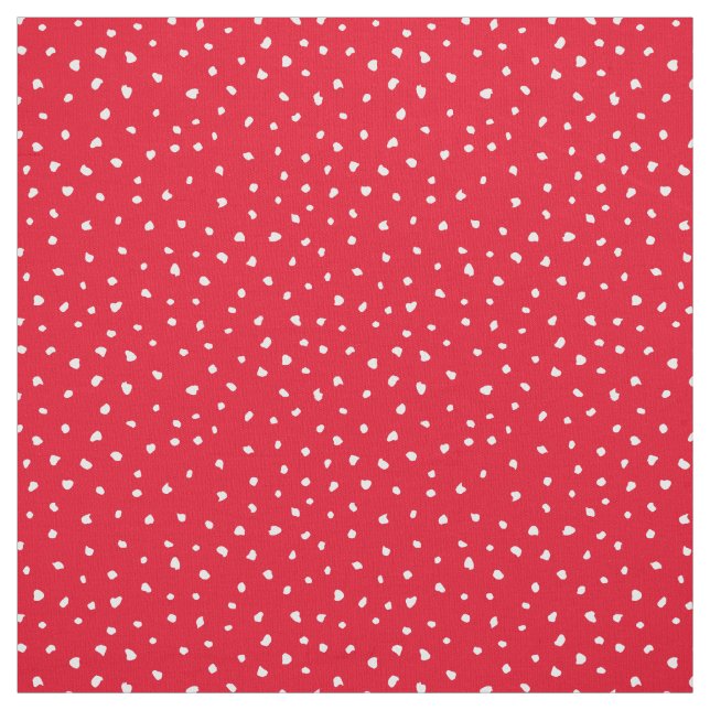 Tissu Points Abstraits à la mode blanche sur rouge vif (Échantillon)