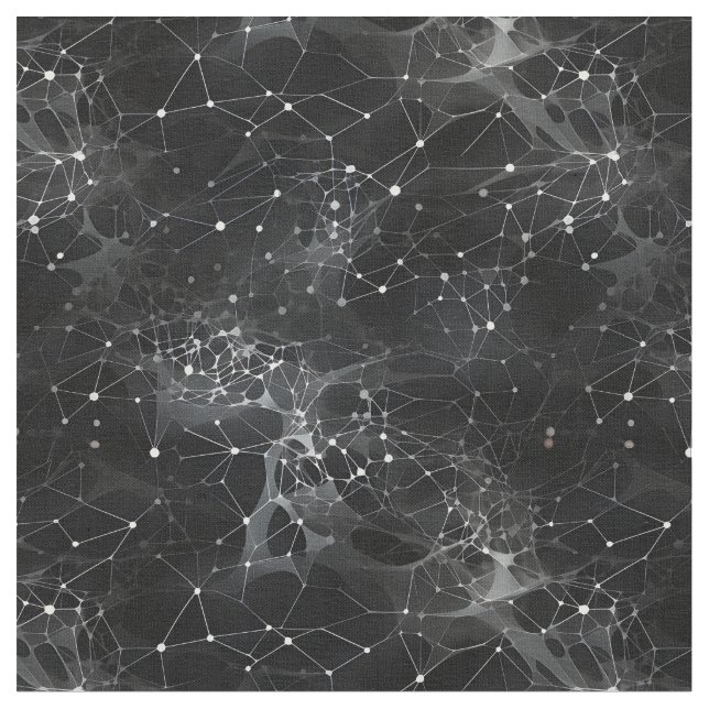 Tissu Points blancs et toiles sur fond noir (Fermer)