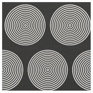 Tissu Points d'anneau concentrés noirs et blancs