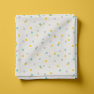 Tissu Points d'aqua gris et de confetti jaune
