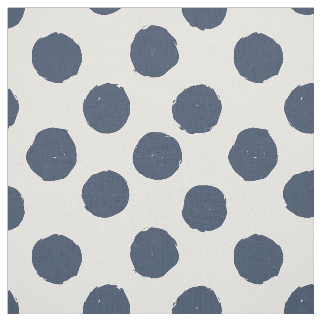 Tissu Points de brosse Cercles en gras crème bleue conte (Échantillon)