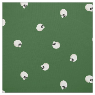 Tissu Points de crâne Kawaii mignons aléatoires verts