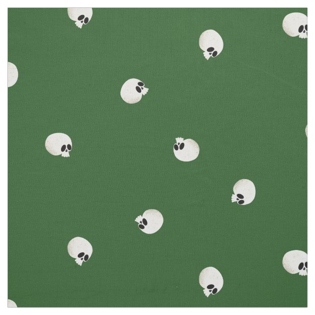 Tissu Points de crâne Kawaii mignons aléatoires verts (Échantillon)