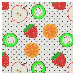 Tissu points de fruits à la pomme de fraise kiwi